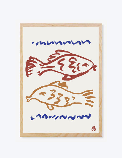 Two Fish in Red & Blue