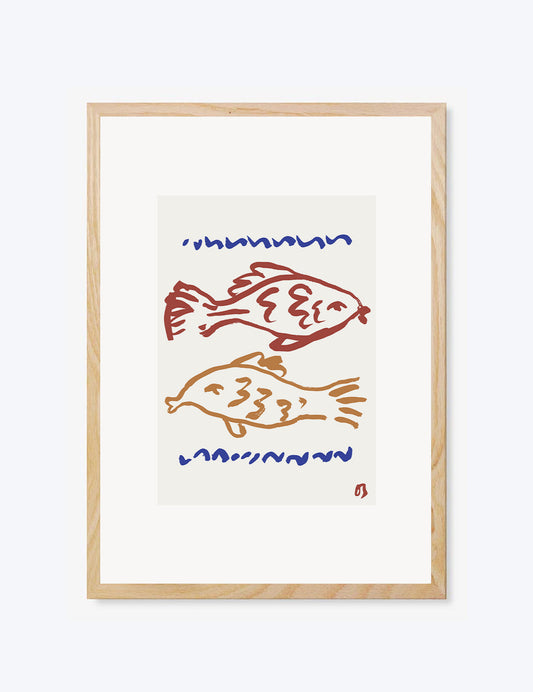 Two Fish in Red & Blue