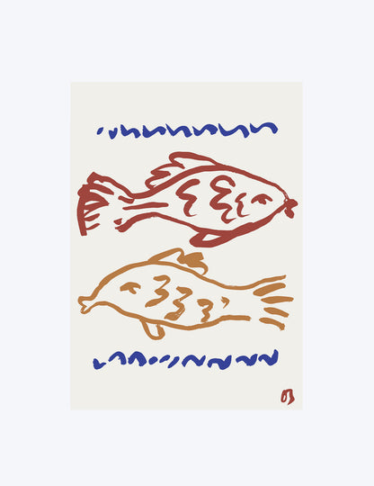Two Fish in Red & Blue