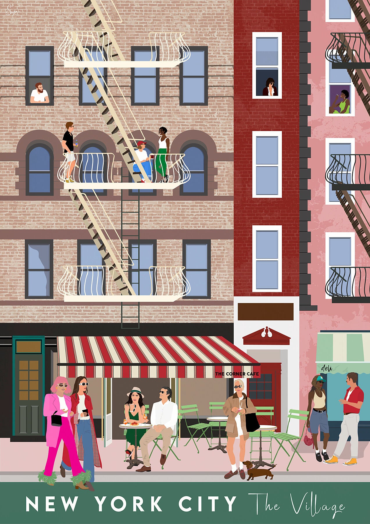 Limited Edition travel poster of The Village, NYC – Travel art by