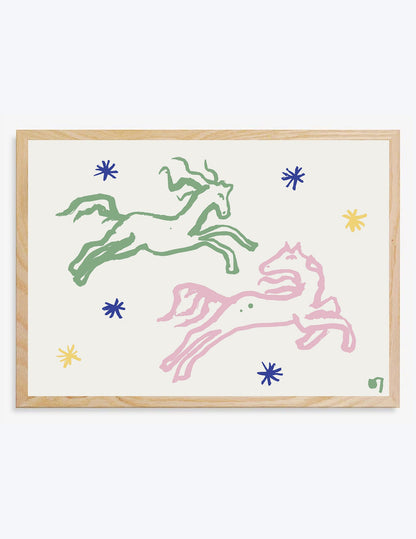 Pink & Green Horses