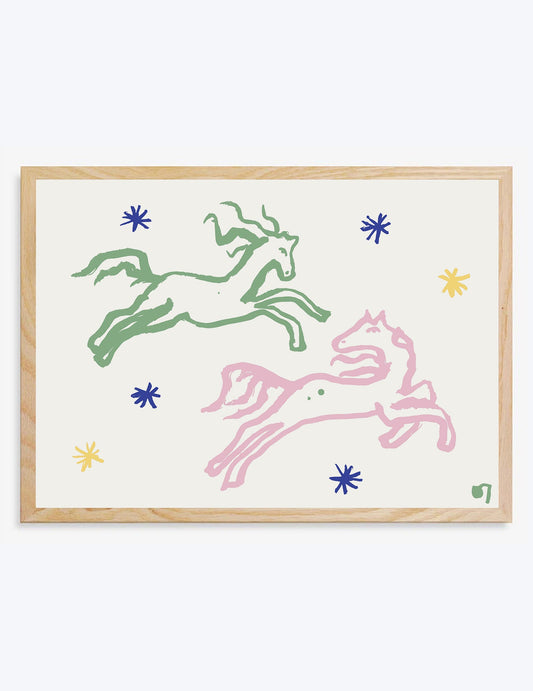 Pink & Green Horses
