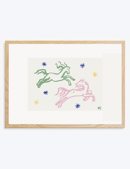 Pink & Green Horses