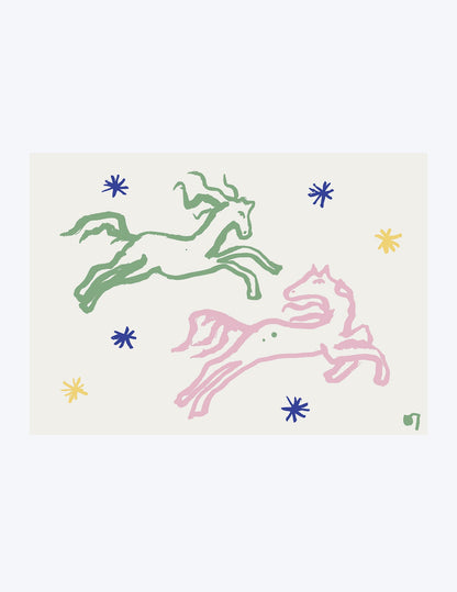 Pink & Green Horses