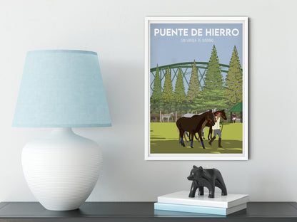 Vintage inspired travel print of Santa Maria Polo Club Puente De Hierro Sotogrande