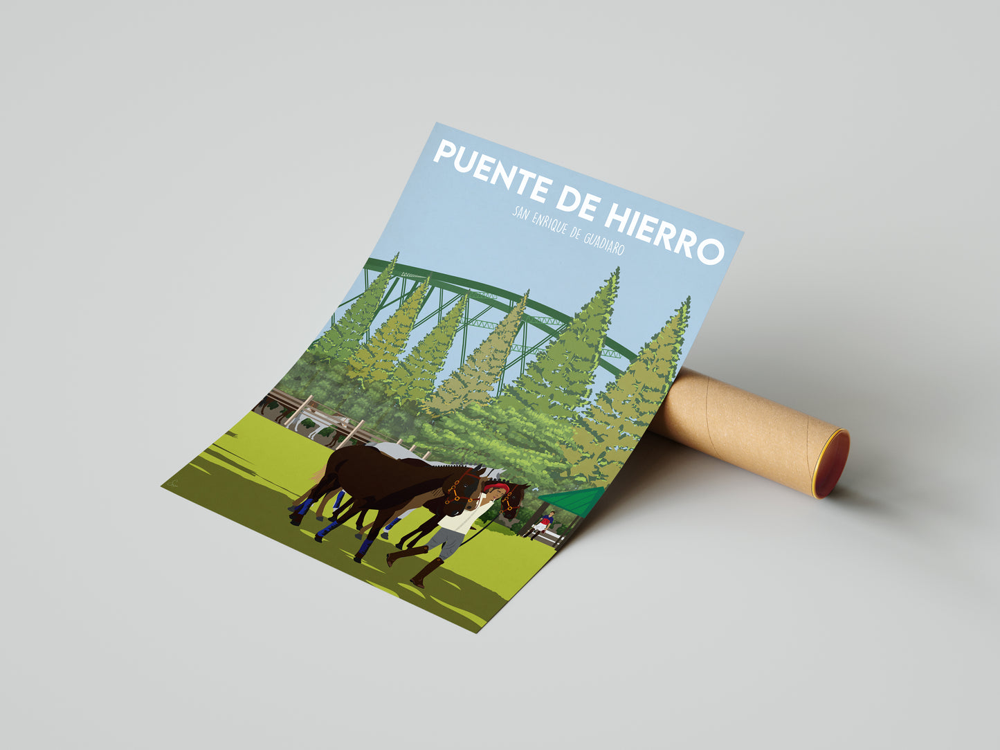 Vintage inspired travel print of Santa Maria Polo Club Puente De Hierro Sotogrande