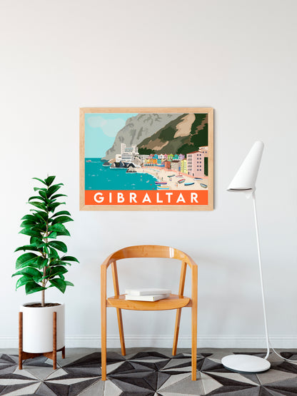 Gibraltar Catalan Bay Beach Print Travel Poster