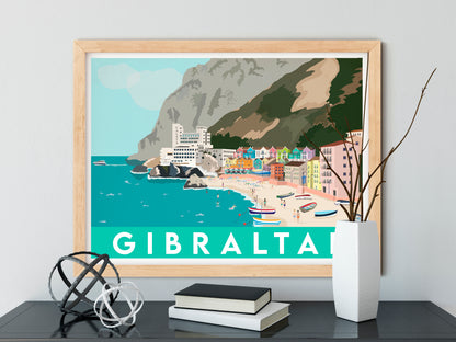 Gibraltar Catalan Bay Beach Print Travel Poster