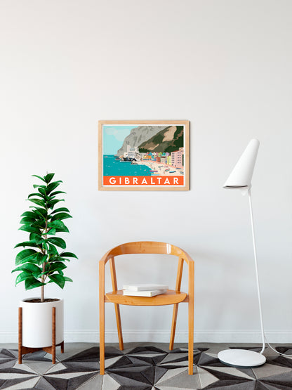 Gibraltar Catalan Bay Beach Print Travel Poster