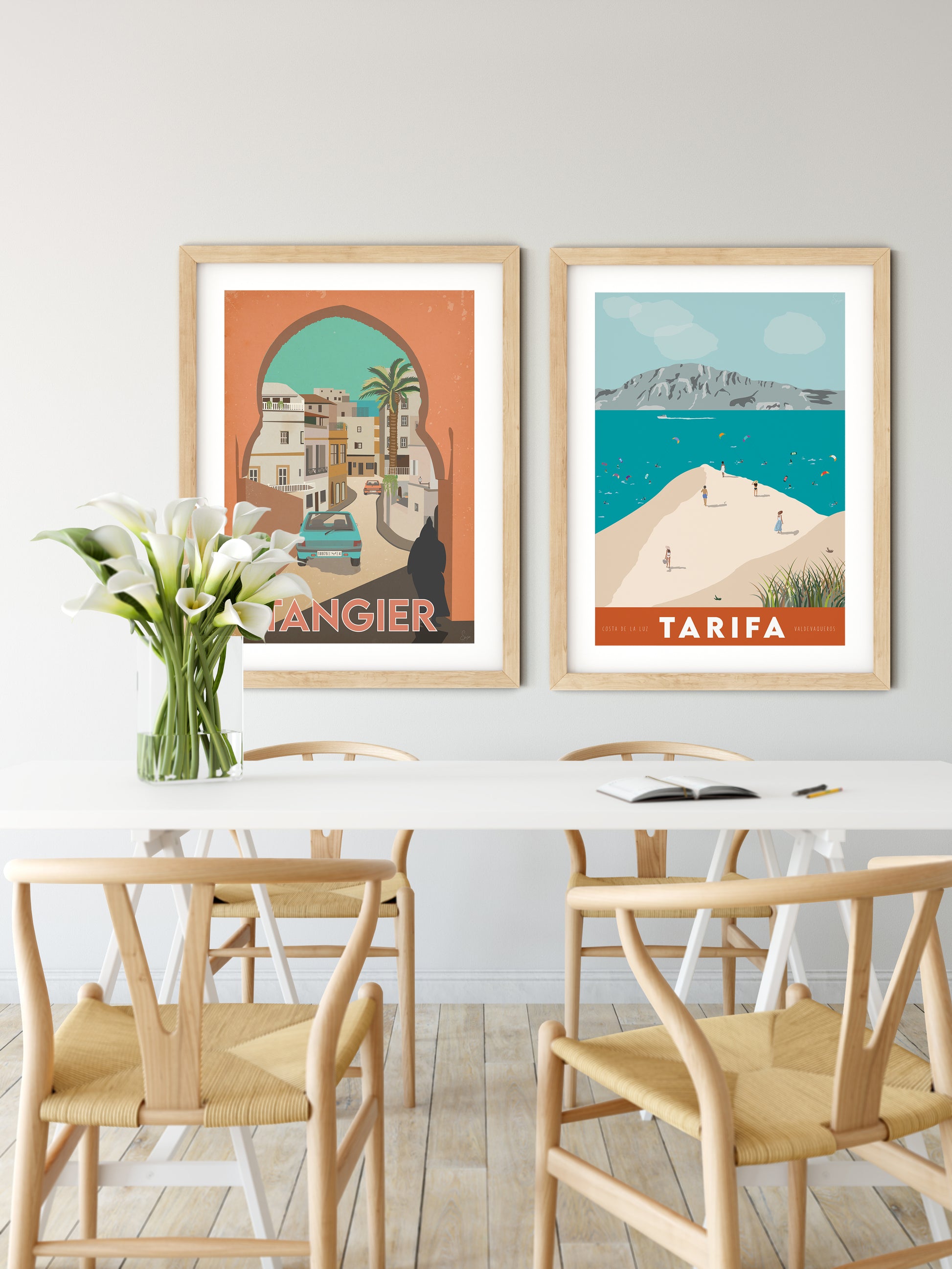 Vintage inspired travel print of Tangier, Morrocco 