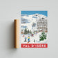 Vintage inspired travel print of skiing in Val D'isere France